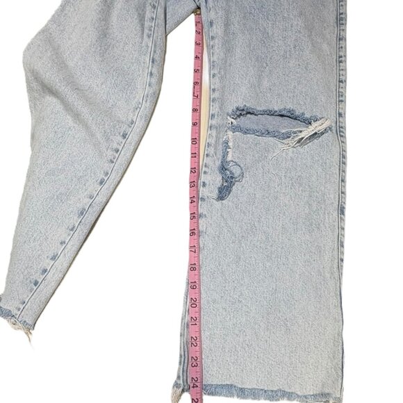 Zara Straight Leg Raw Hem Button Fly Jeans Size 0 - Picture 7 of 12